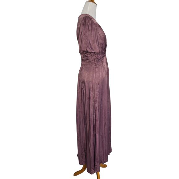 Gal Meets Glam Collection Genevieve Dress Maxi Pleated Mauve Silky Women 8 - Picture 3 of 14